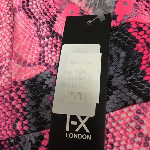 I-X London Snake Print Strappy Plunge Bodycon Nighty Slip Dress Pink - Picture 15 of 15